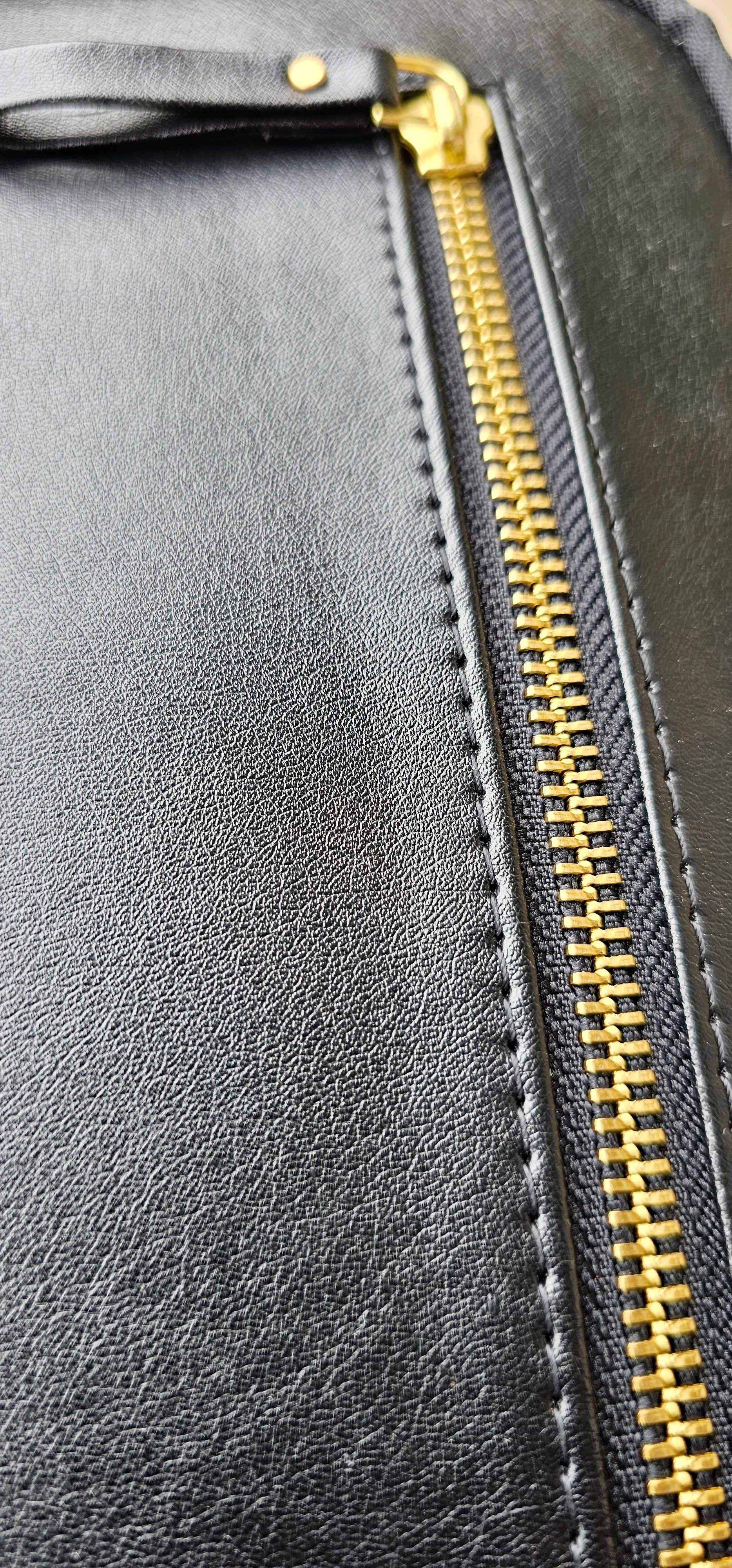 Black Laptop Sleeve with Gold Details - LeatherNoLeather