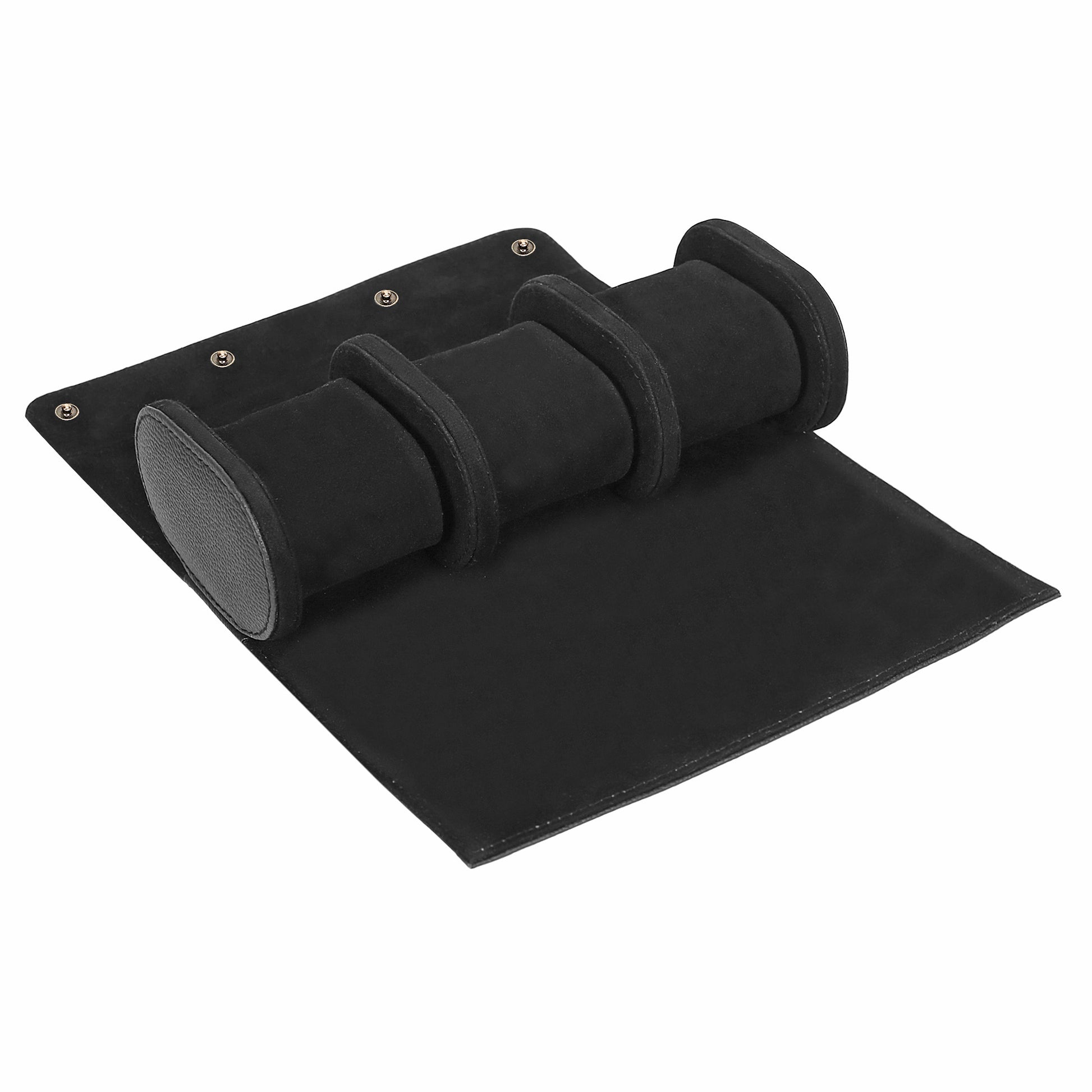 black leather watch case with velvet cushions
