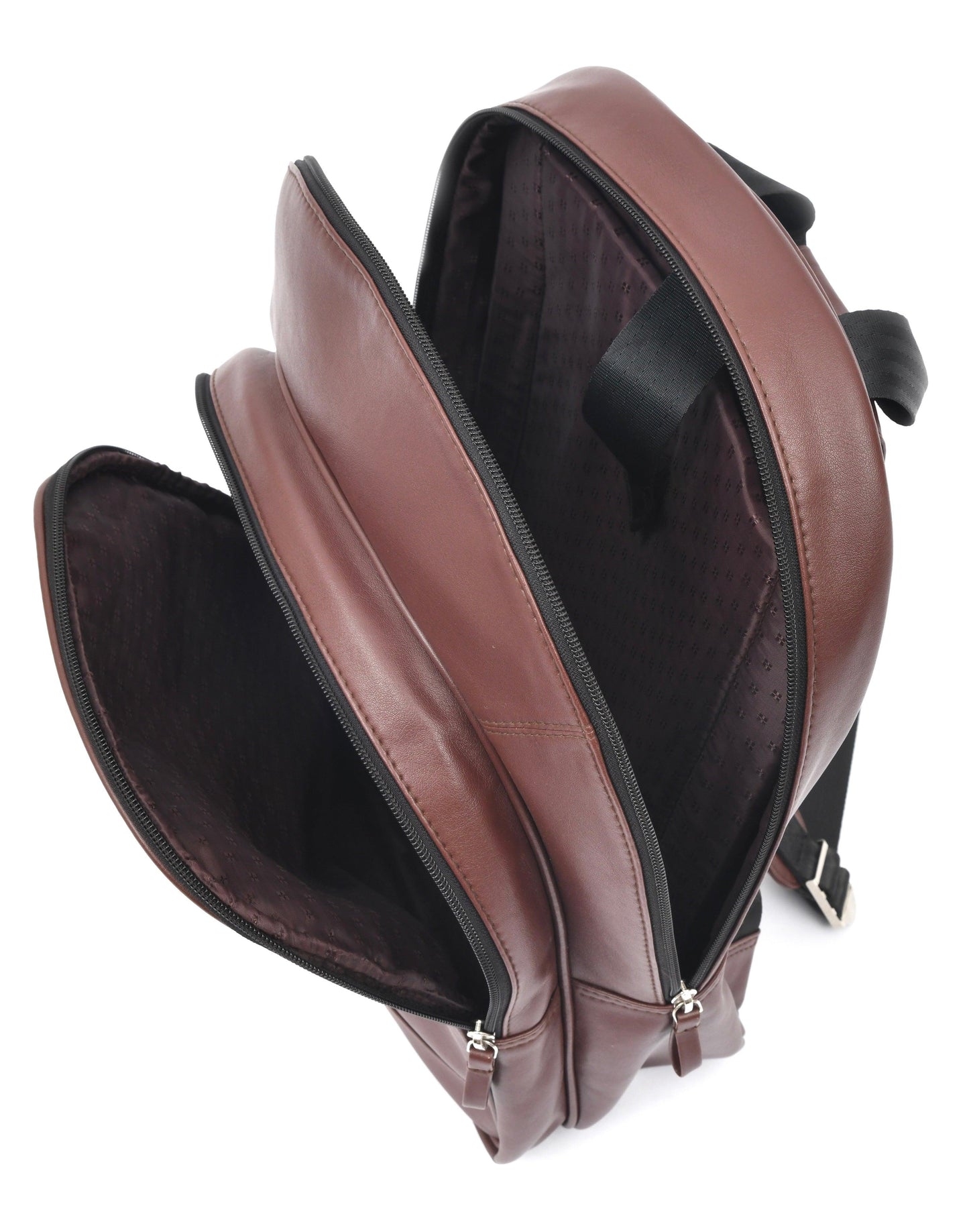 brown leather Backpack with compartments - LeatherNoLeather