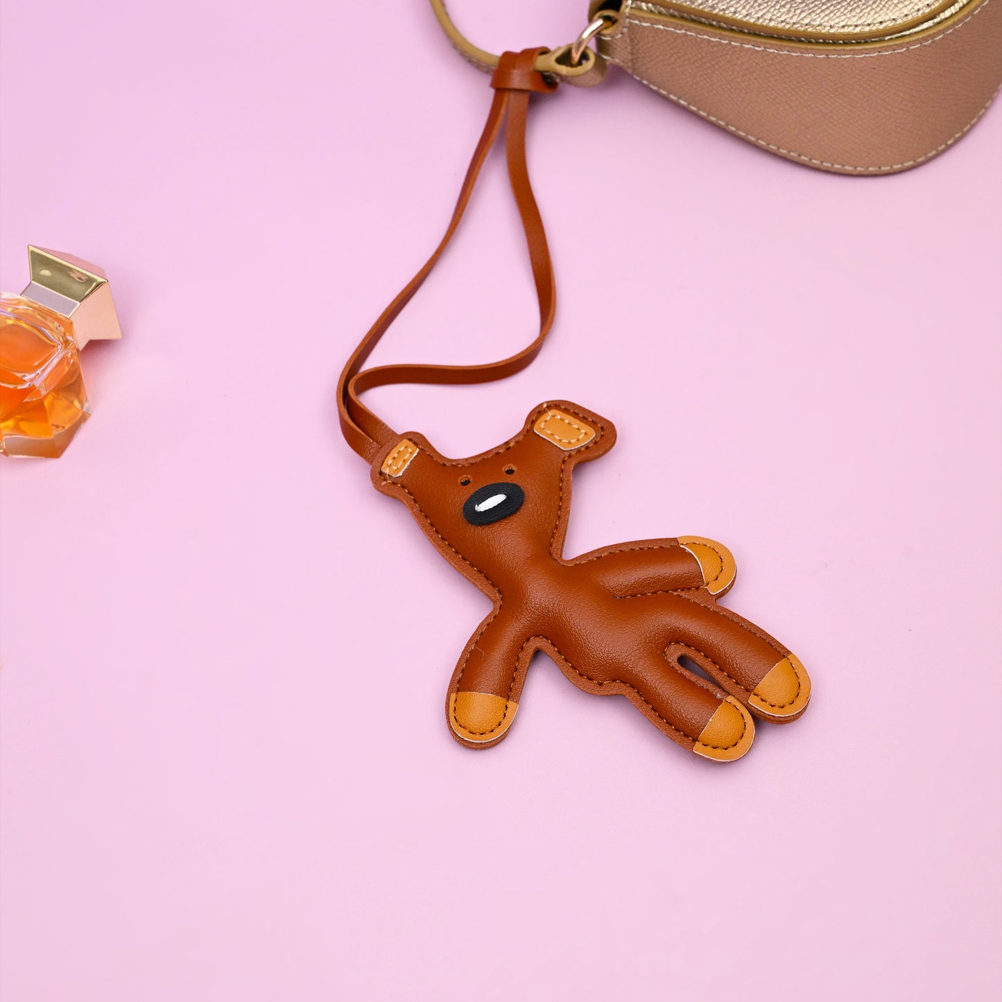 Vegan Leather Teddy Bag Charm
