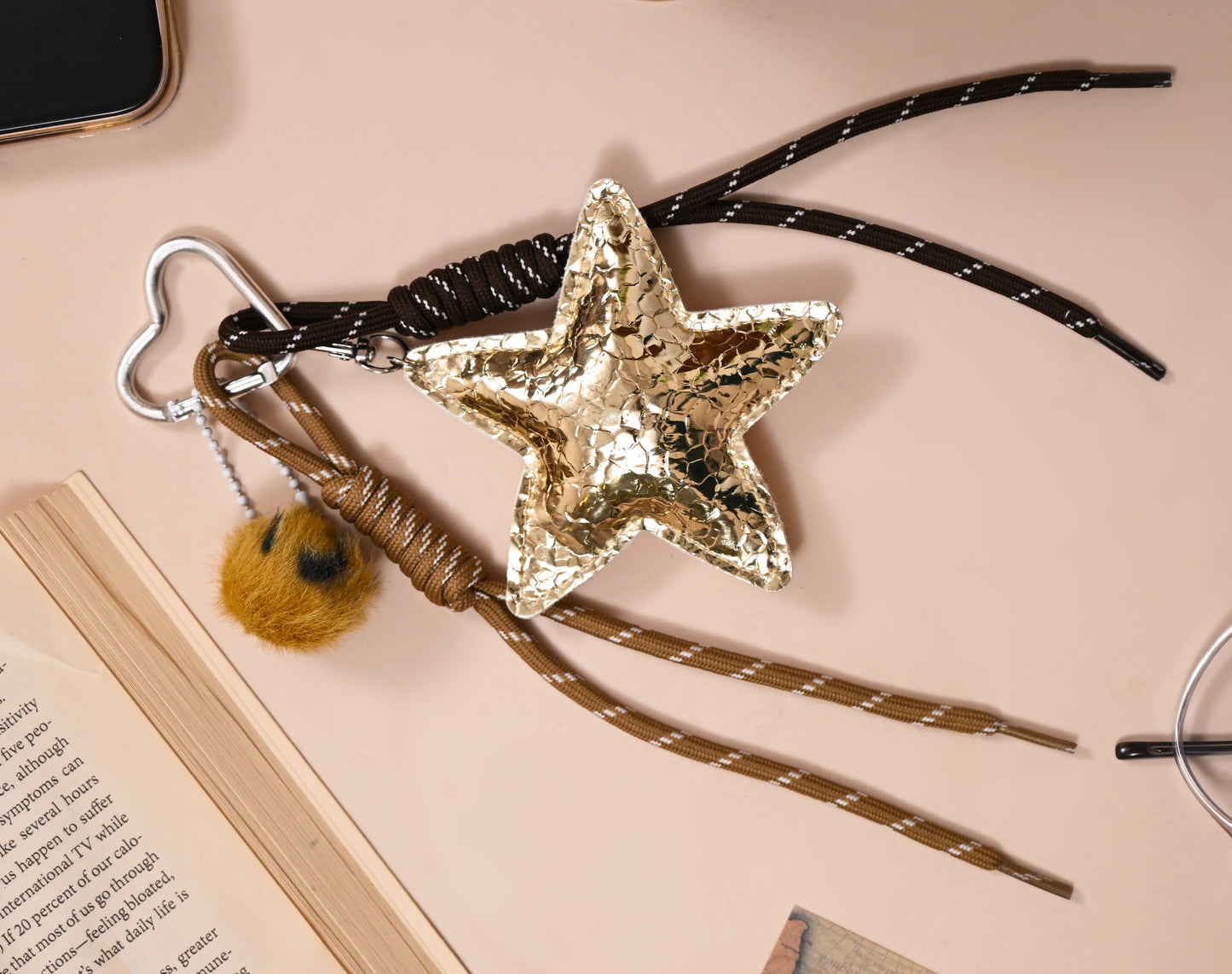 Star Shaped Vegan Leather Charm