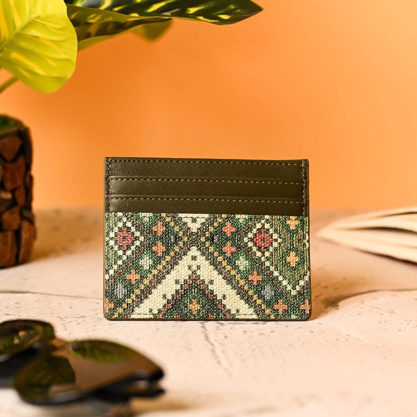 Olive Card Holder - Vegan Leather