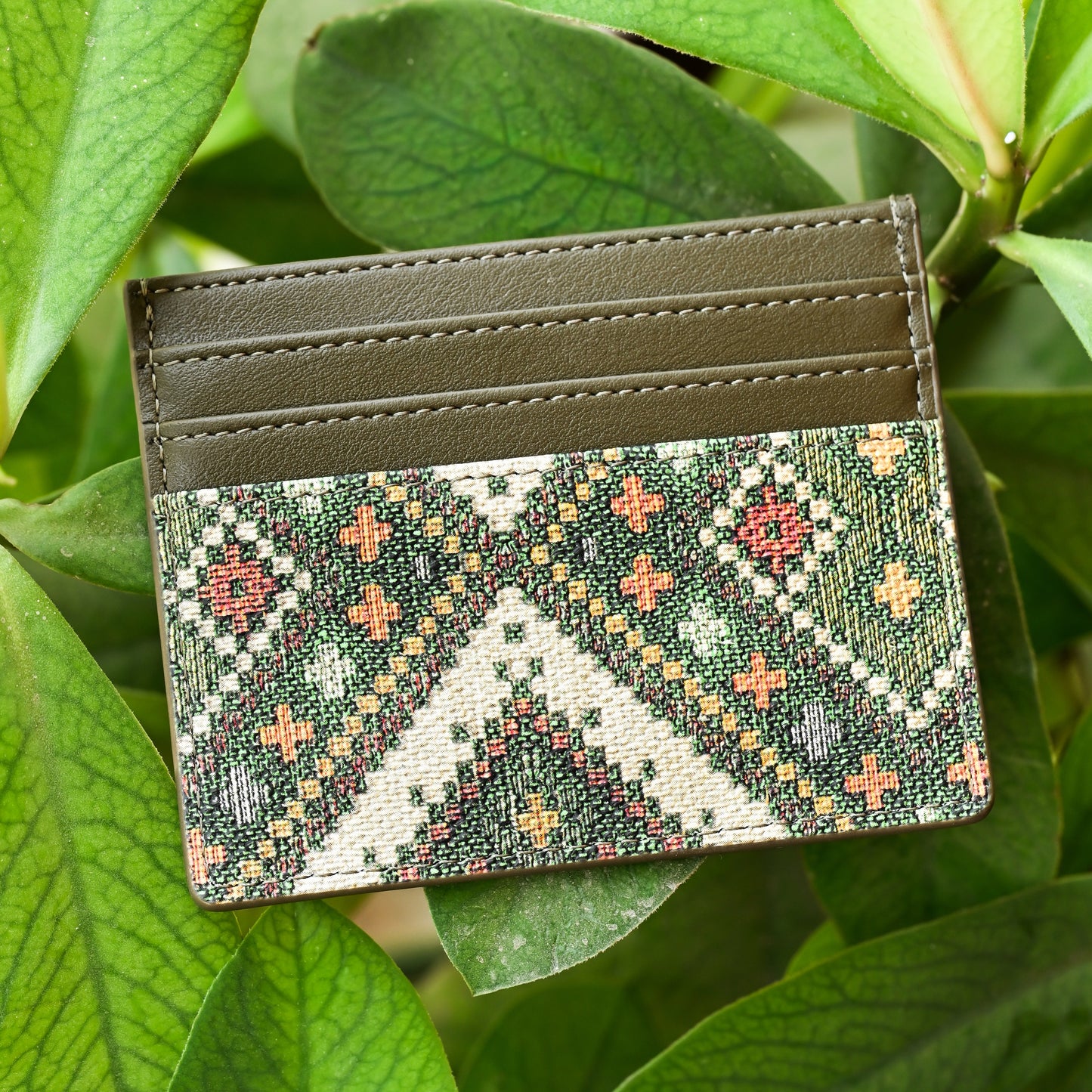 Olive Card Holder - Vegan Leather