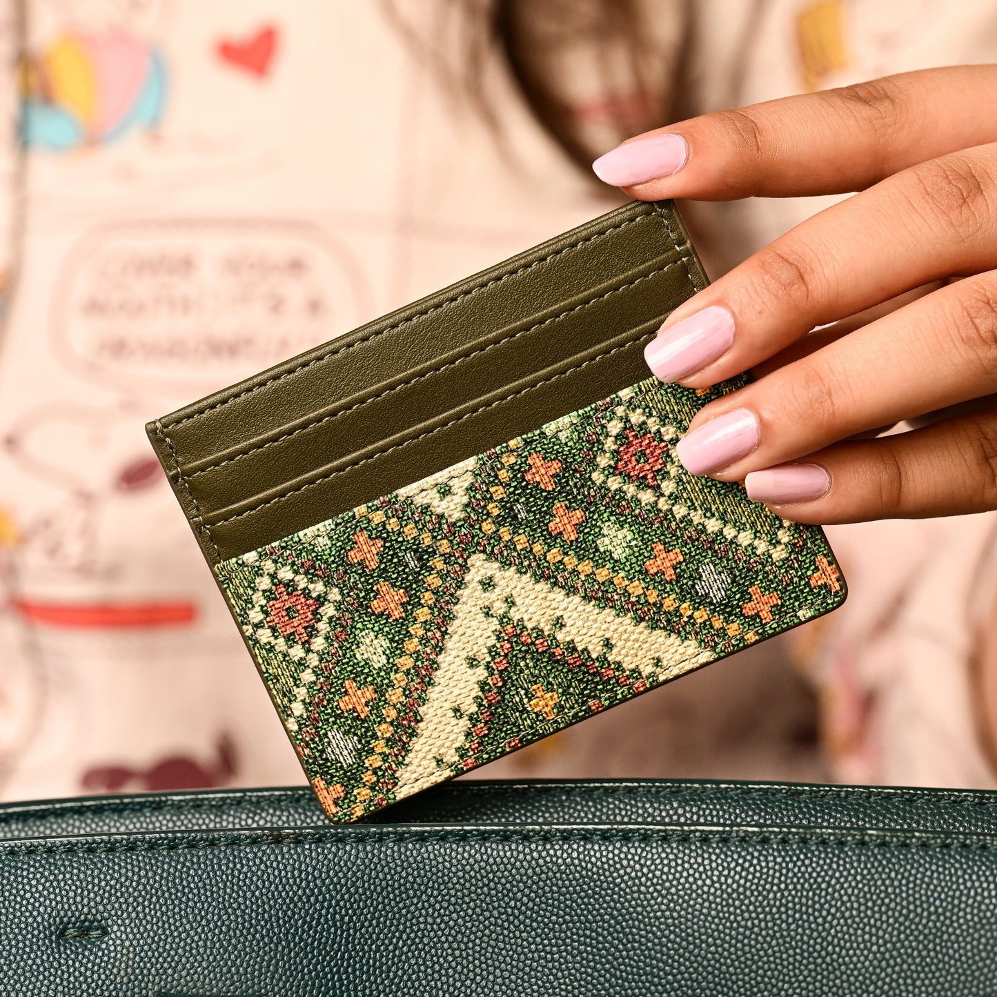 Olive Card Holder - Vegan Leather