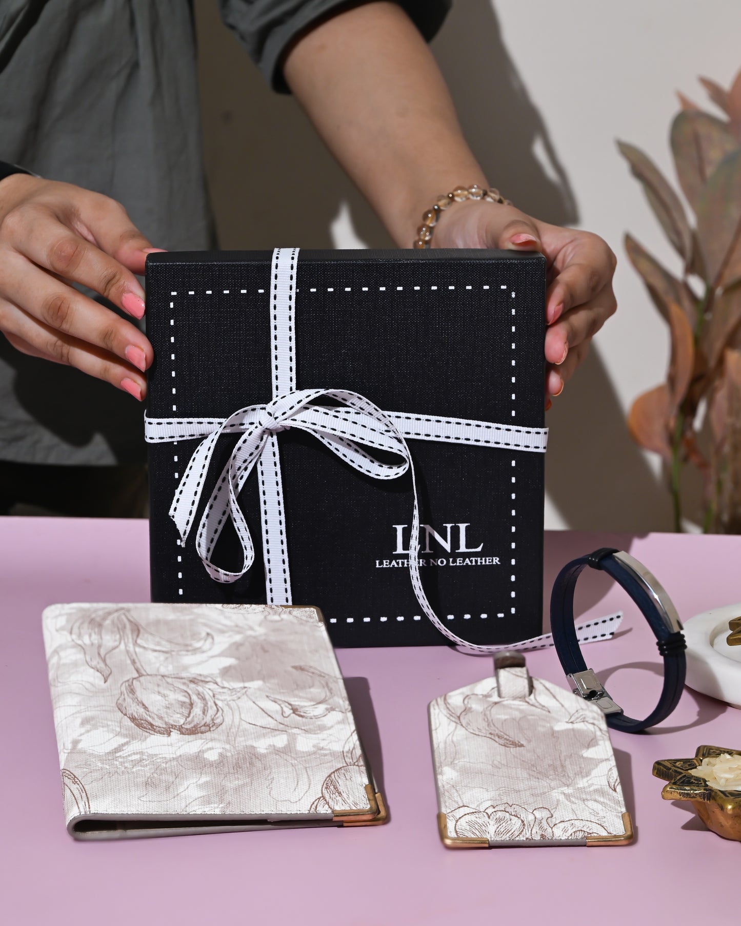 Rakhi Gift Box - Passport Cover + Luggage Tag + Rakhi