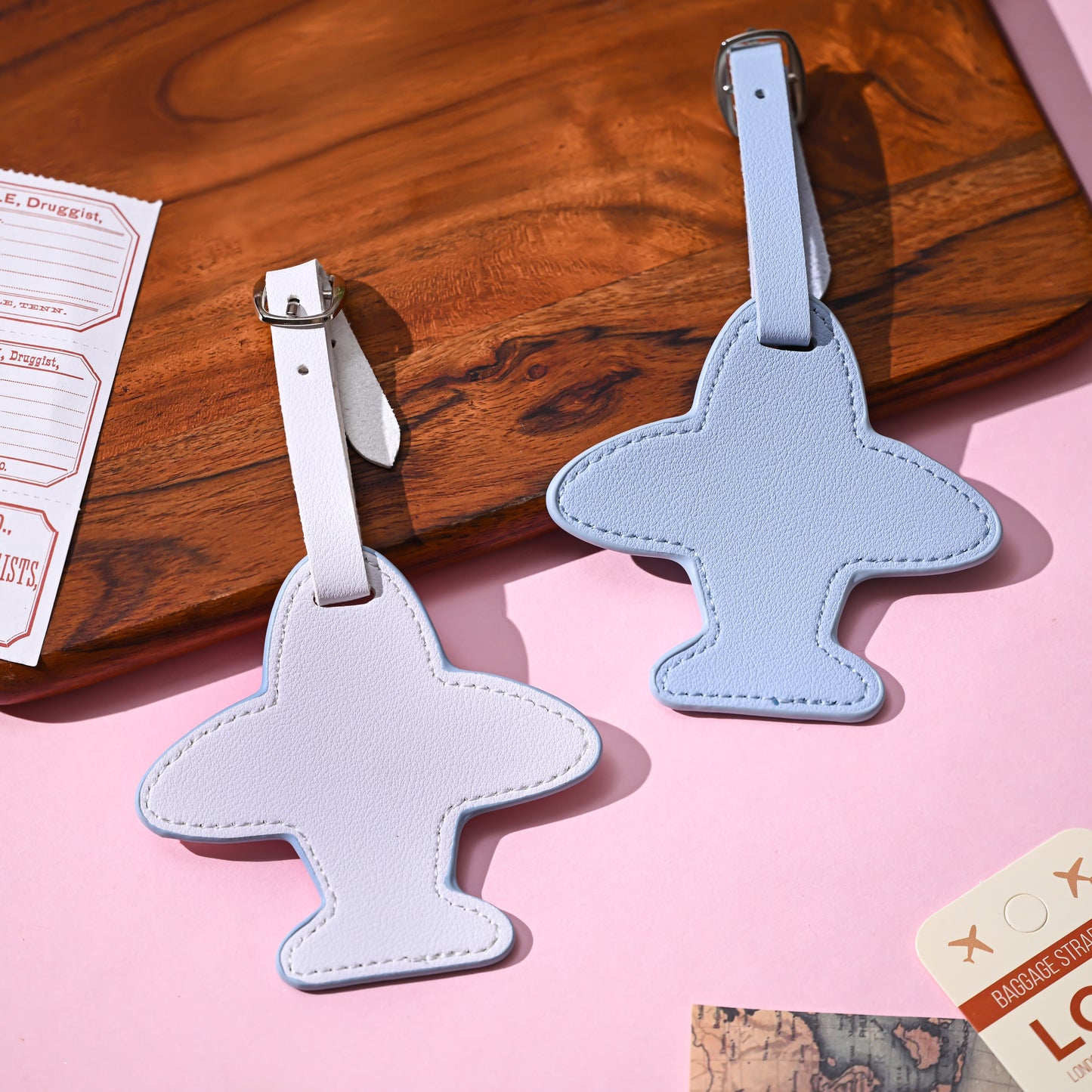 airplane luggage tag, luggage tag, unique luggage tag, vegan leather luggage tag