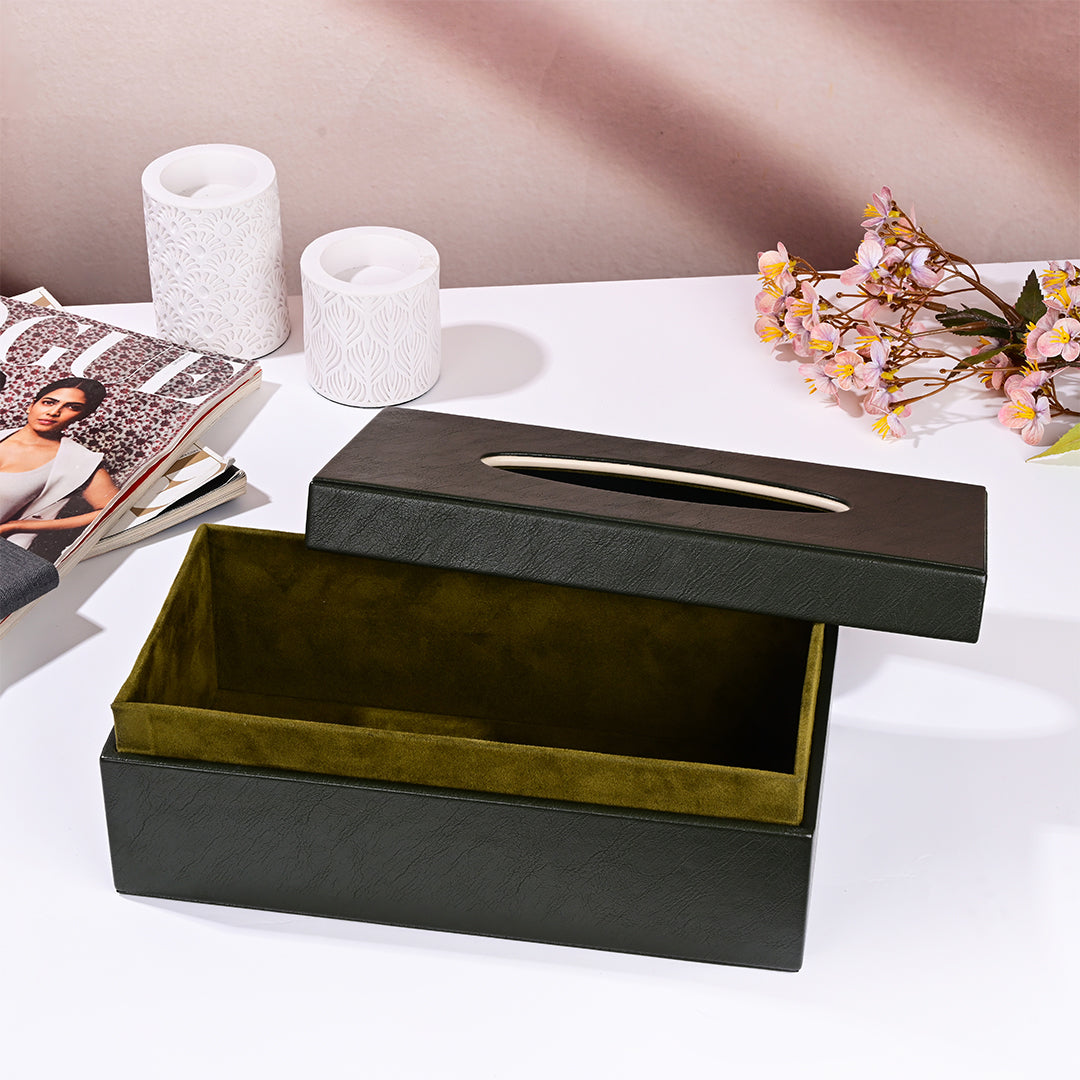 Naples Tissue Box Holder - Olive Green