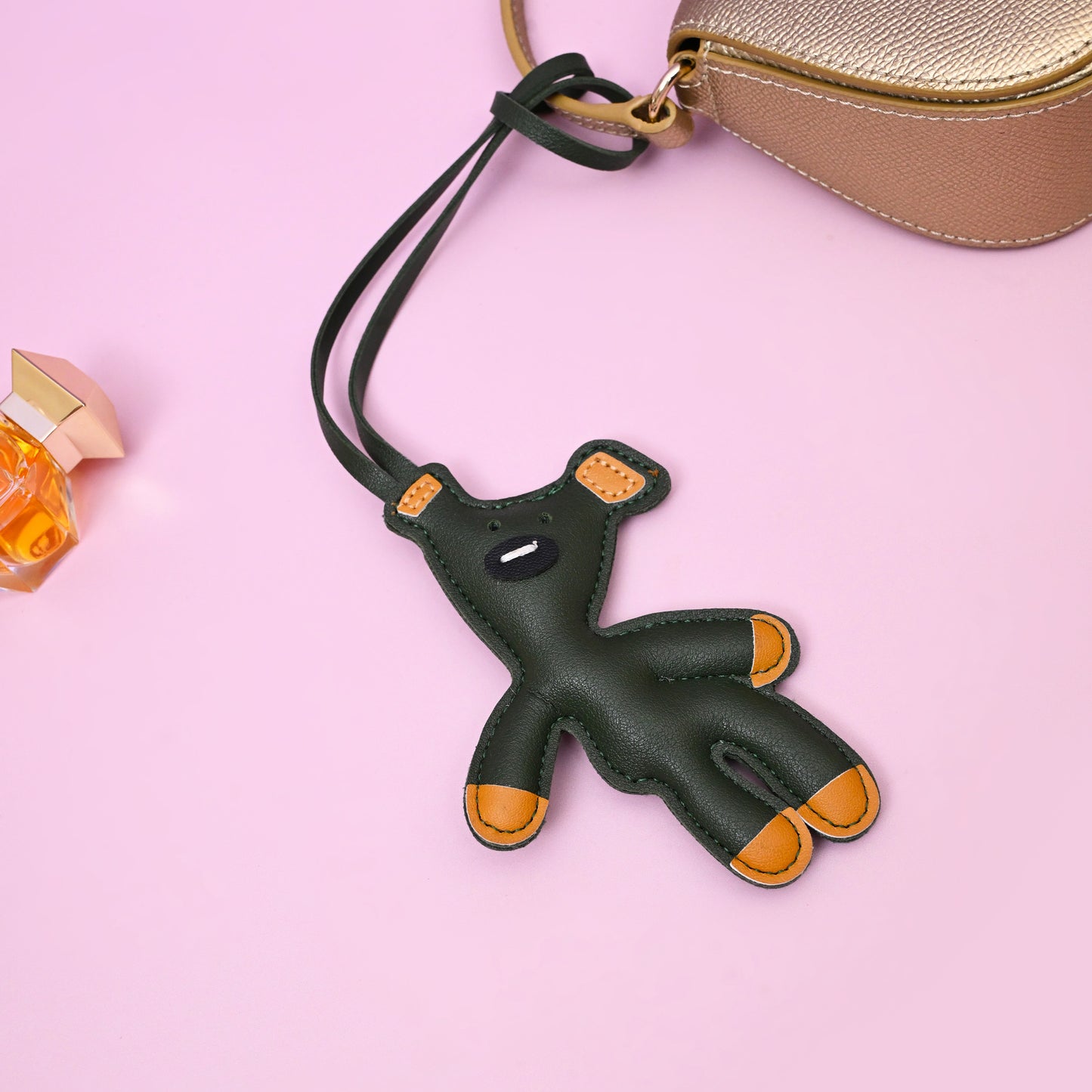 Vegan Leather Teddy Bag Charm